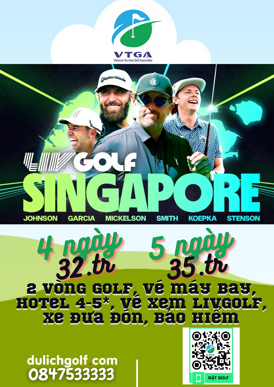 Tour xem LIV Golf Singapore 2023, Tour LIV Golf Singapore 3 ngày, Tour đánh Golf Singapore 3 ngày, Tour chơi Golf Singapore 3 ngày